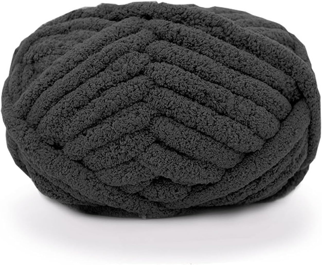 Chunky Knit Chenille Yarn for Hand Knitting Blankets, Super Soft Big Jumbo Blanket Yarn, Black