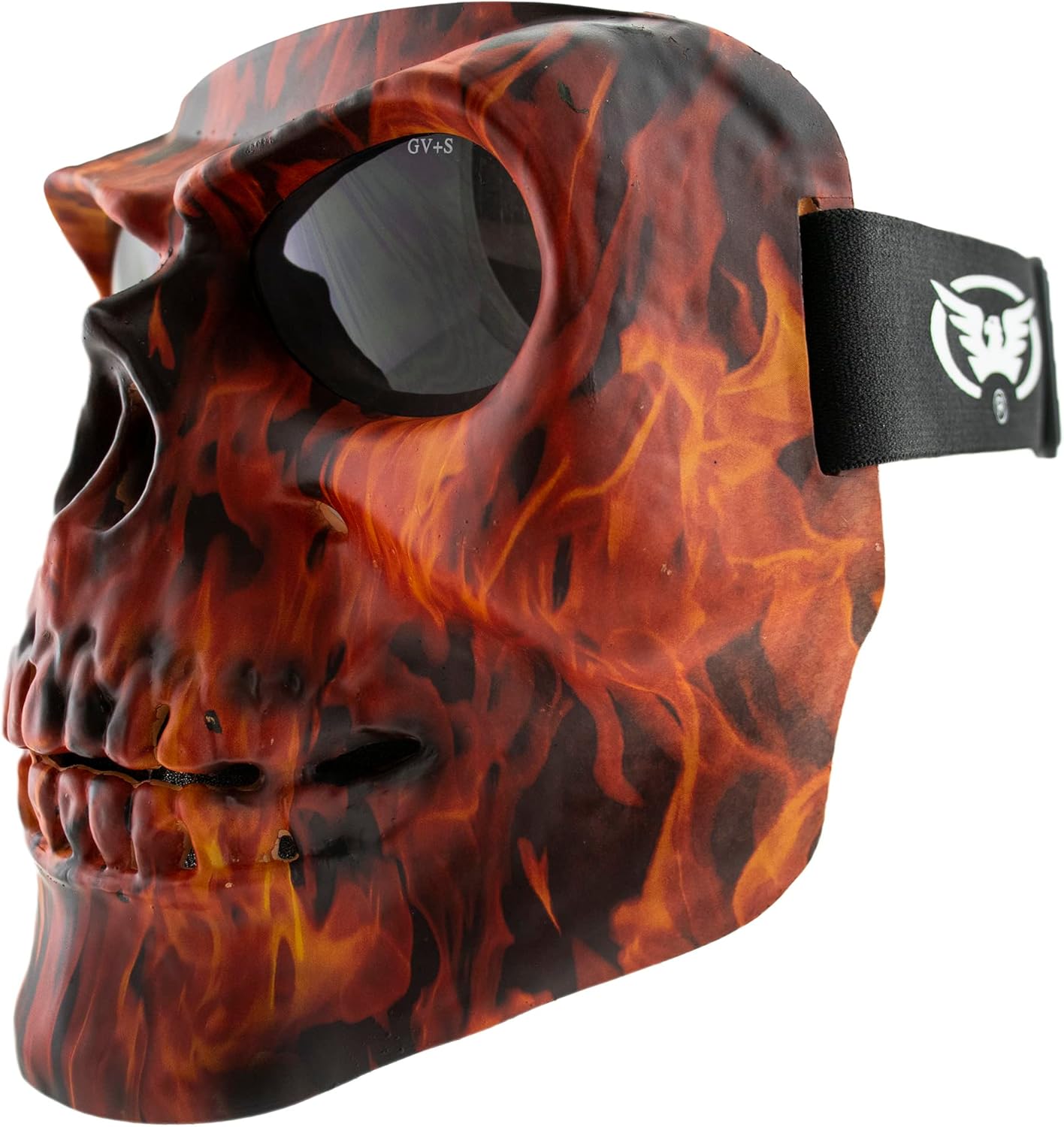 Global Vision Skull Mask Motorcycle Full Face Coverage Riding Goggles Matte Flame w/Smoke Lenses