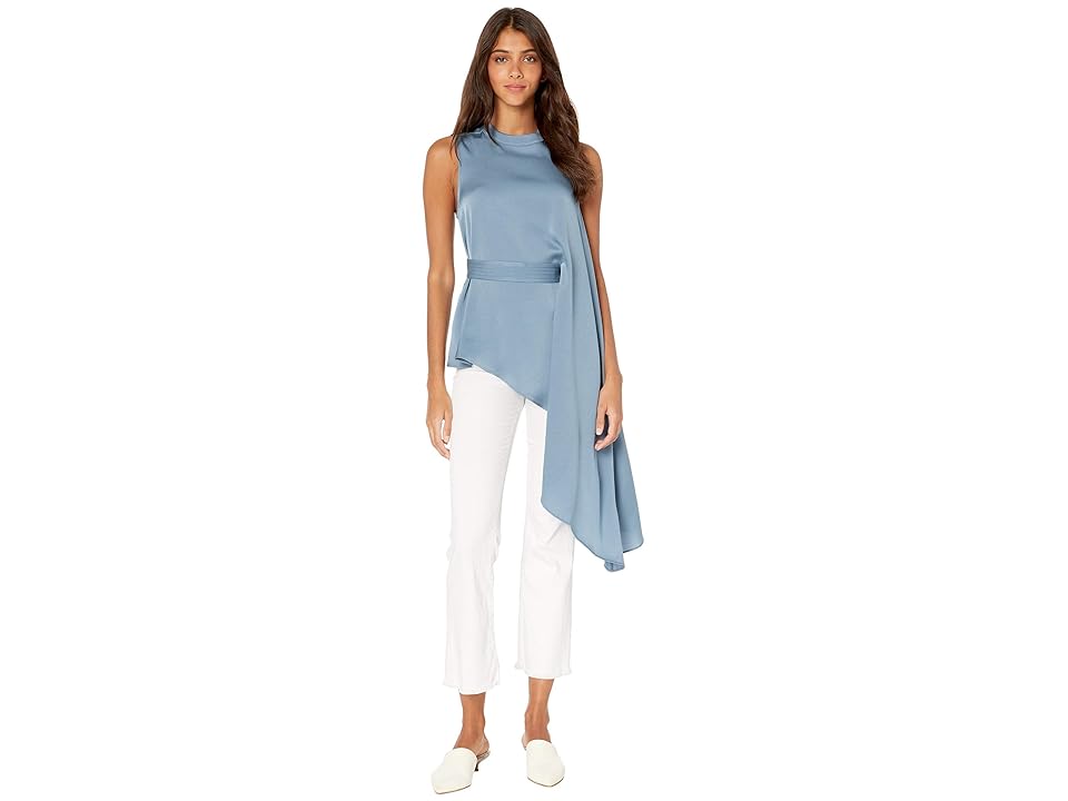 

BCBGMAXAZRIA Crew Neck Sleeveless Woven Top (Dusk Blue) Women's Clothing