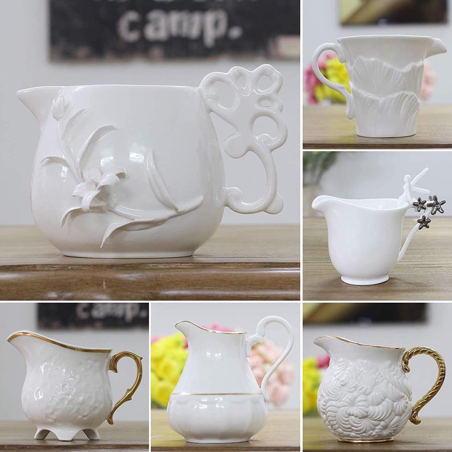 Milchgießer Servierkrug Handgefertigte Weiße Creme Kleine 440 Ml Keramik -Creamer, Milchkrüge, Ausgänger, Krug -Krug, Potterie Hauswarming Geschenksauce -Krug