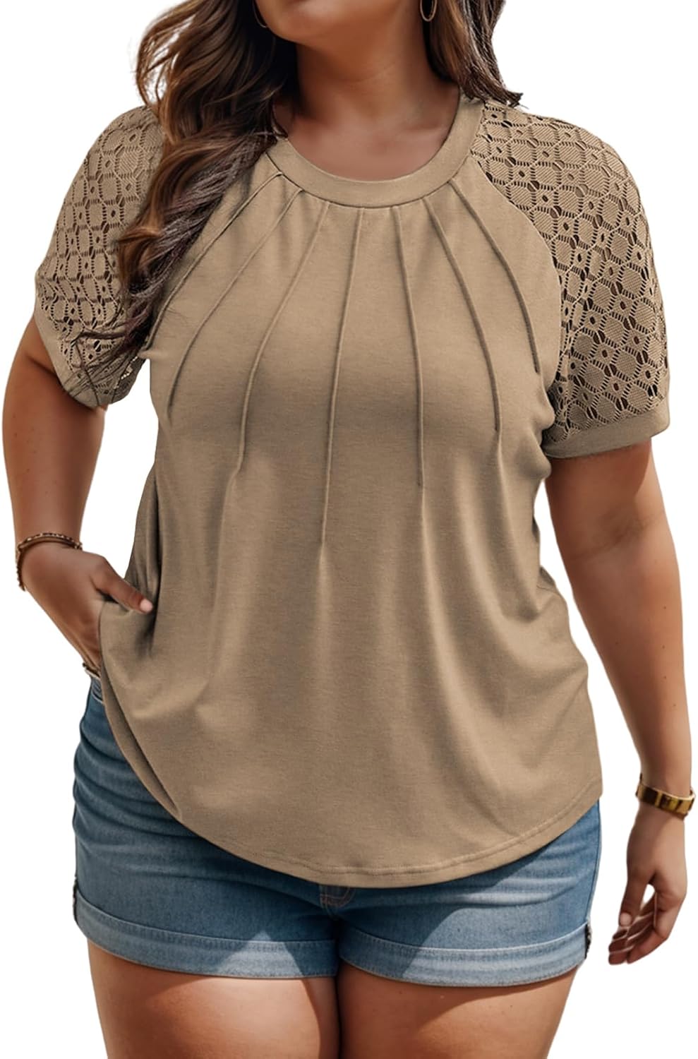 ROSRISS Plus-Size Tops for Women Summer Reglan Shirts...