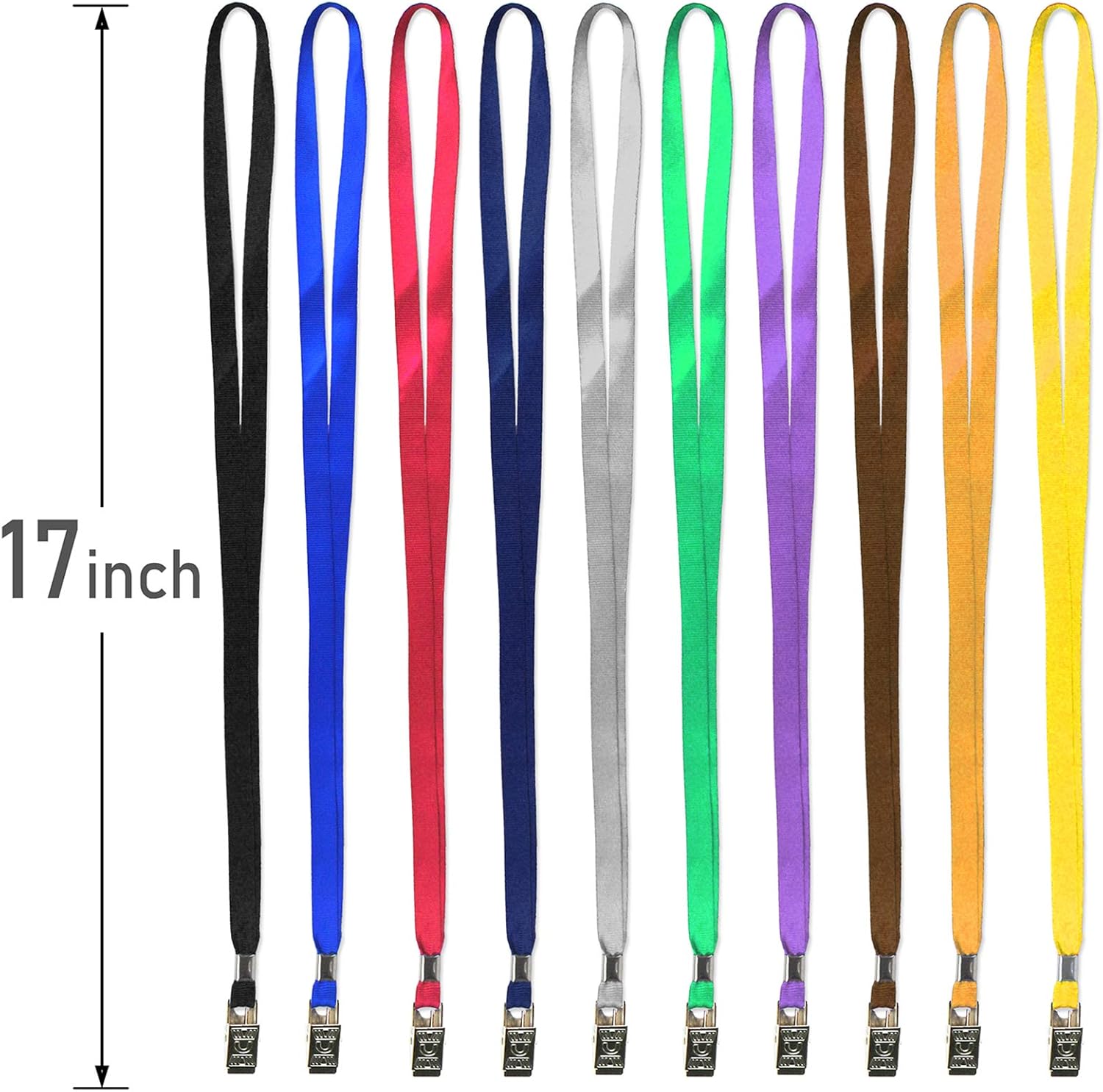 Bird Fiy Black Lanyards 100 Pack 34" Premium Lanyard Bulldog Clips Bulk Nylon Flat Lanyard with Badge Clip