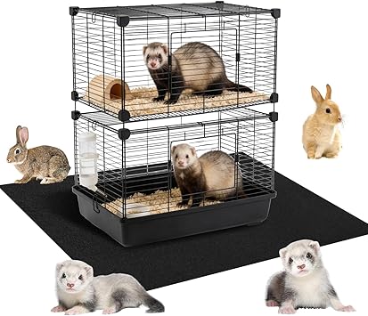 57" x 41.3" Felt Ferret Playpen Mat, 3mm Thick Absorbent Felt Surface with Non-Slip Backing for Hard Floors, Durable Under Cage Pad for Ferret Cages, Bird Cages, Reptile Aquariums, Dog Kennels
