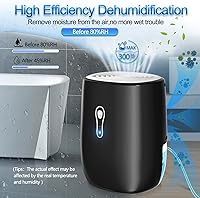 Vista 7 de Deshumidificadores para el hogar 27oz(800ml) Pequeños deshumidificadores con apagado automático y manguera de drenaje, deshumidificador ultra