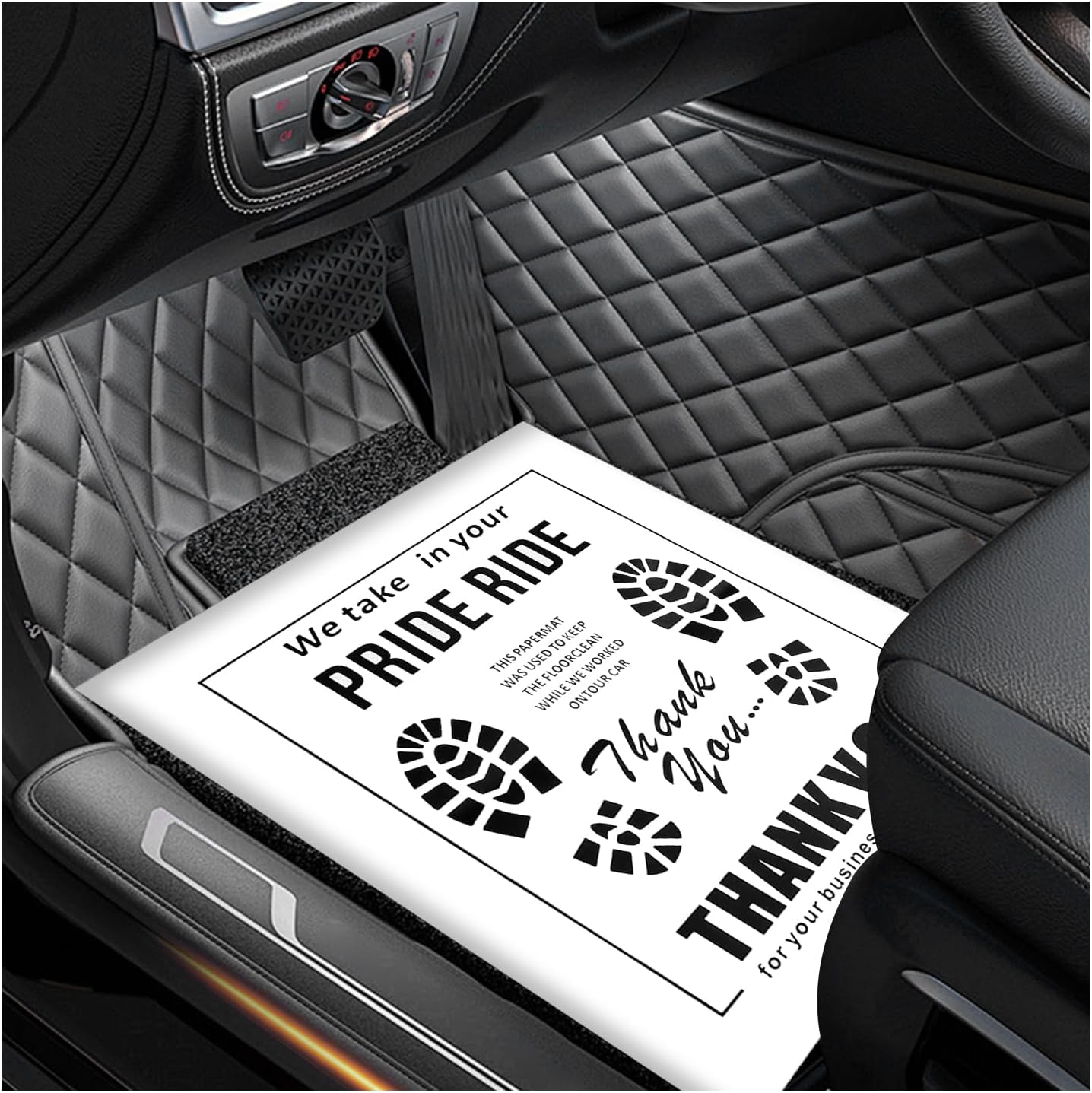 50 PCS Car Paper Floor Mats, 16 x 20 Inch Disposable Floor Mat Temporary Car Floor Protector, Waterproof Kraft Paper Floor Pad Automotive Mat Covers for Detailing Detail Wash (White)