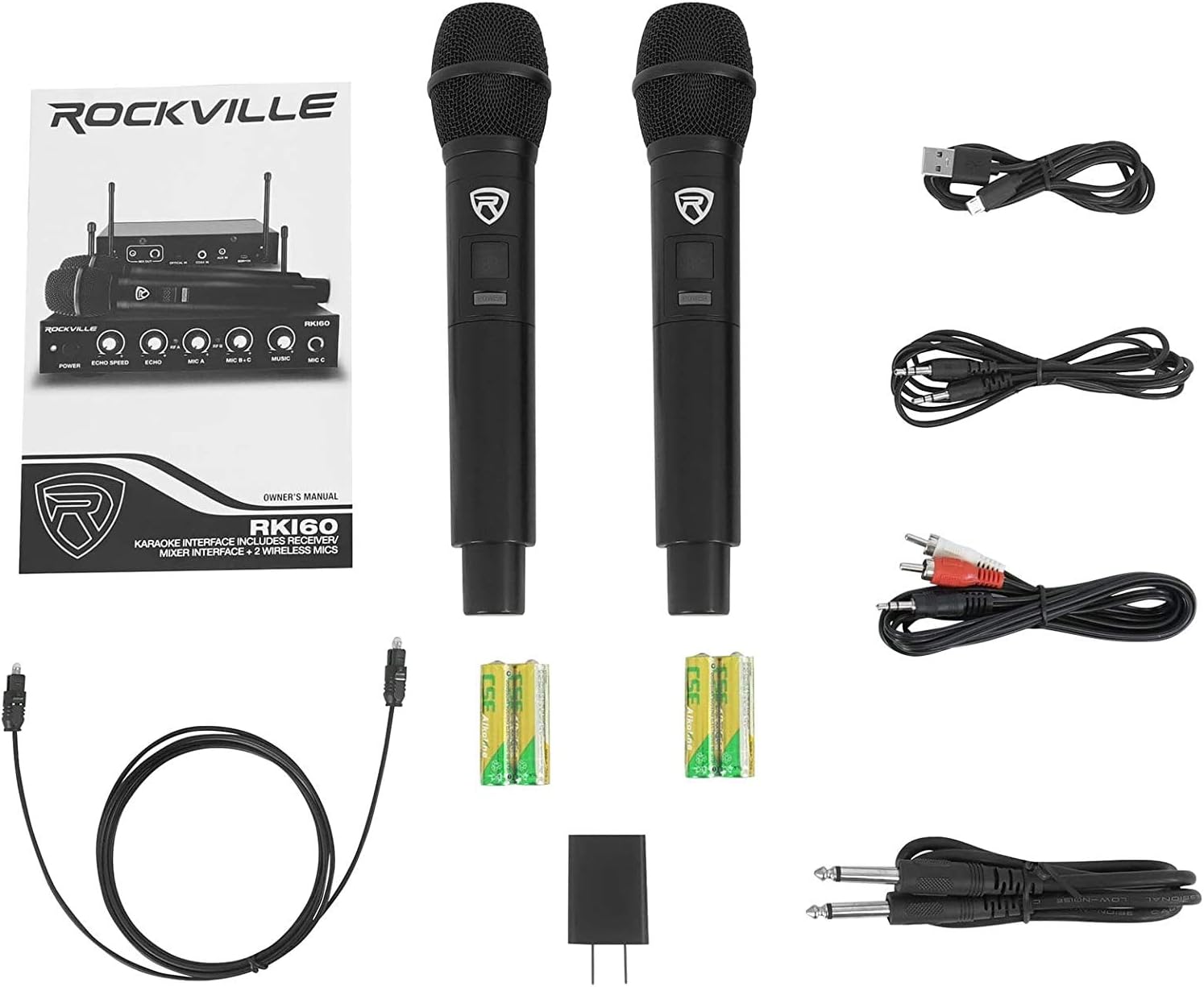 RockvilIe RKI60 Karaoke Dual Wireless Microphone Mixer for Home Theater System