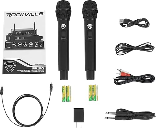 Miniatura 6 de RockvilIe RKI60 - Mezclador de micrófono inalámbrico dual para karaoke para sistema de cine en casa