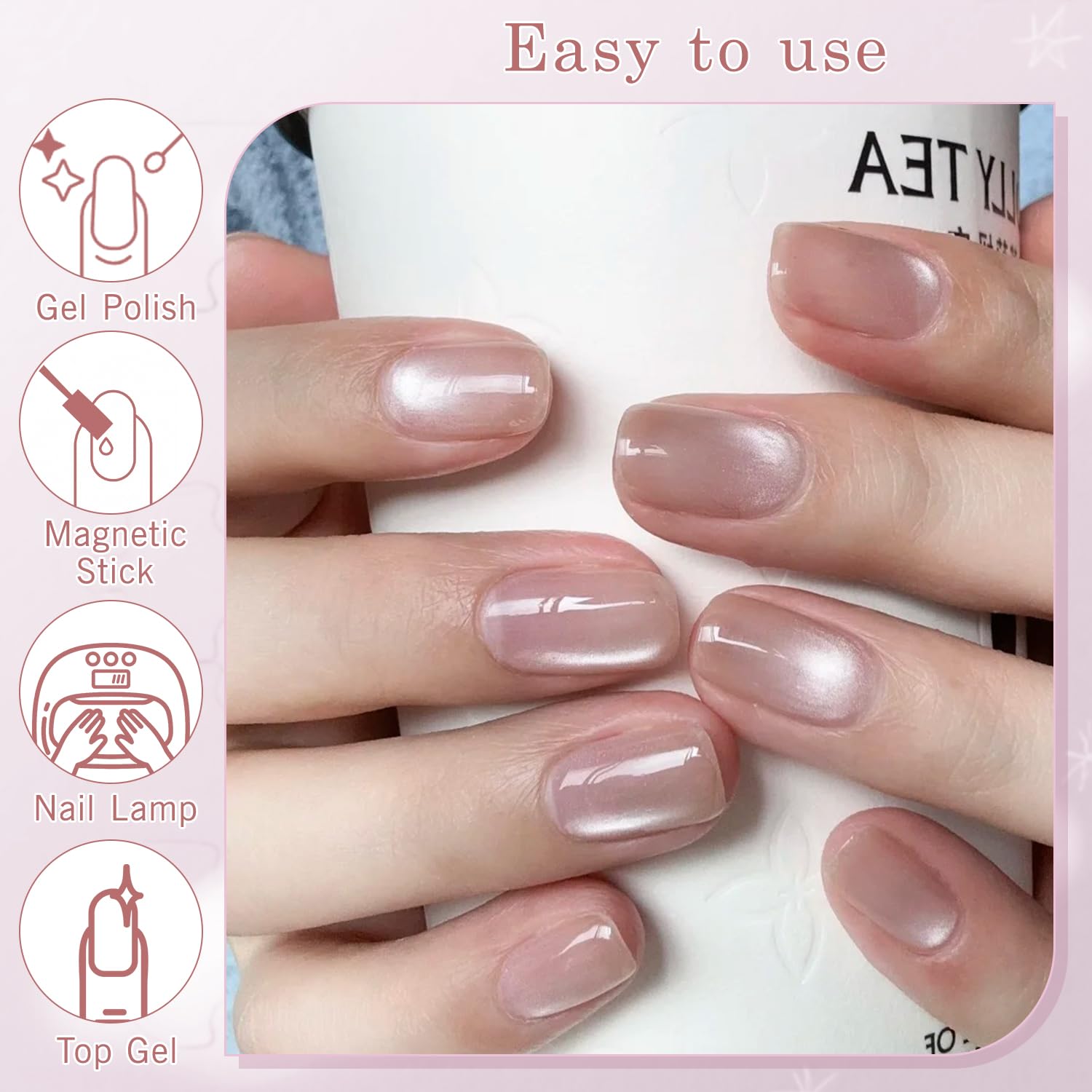 Biutee Smalto Semipermanente Unghie Magnetico - Nudo Jelly Trasparente Cat Magnetic Eye - Smalti Semipermanenti per Unghie Soak-Off U V/LED Art Salone 15ml