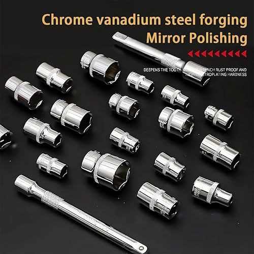 Miniatura 2 de Juego de 46 llaves de trinquete de 14 pulgadas, juego de llaves de trinquete de brocas, juego de llaves métricas y de barra de extensión, juego de