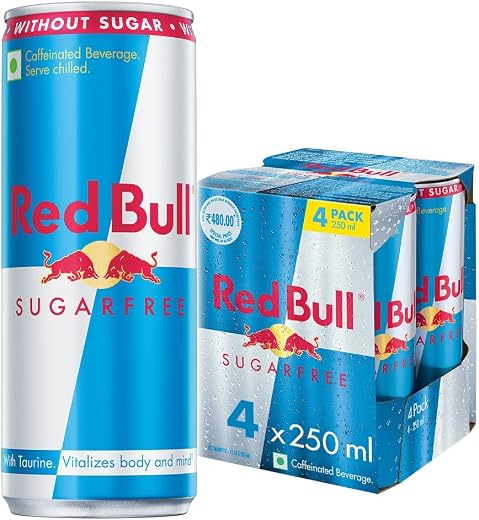 Red Bull Energy Drink, Sugar free, 250 ml (4 Pack)