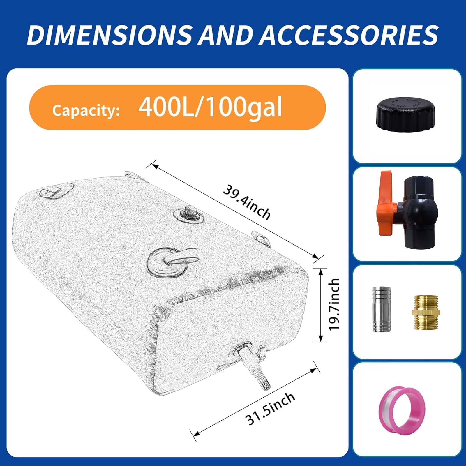 Contenedores Almacenamiento Vejiga Agua 400L, Tanque Agua PortáTil Plegable, Bolsa Agua Blanda Gran Capacidad, Resistencia A La SequíA, PrevencióN Incendios, Agua Emergencia