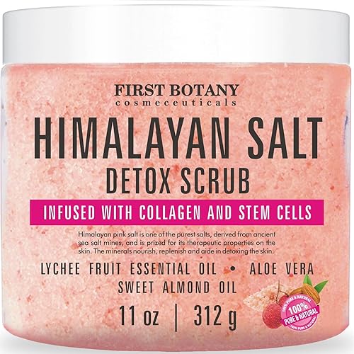 Miniatura 1 de Exfoliante corporal de sal del Himalaya con colágeno y células madre exfoliante natural de sal y Souffle corporal y facial que ayuda a hidratar la