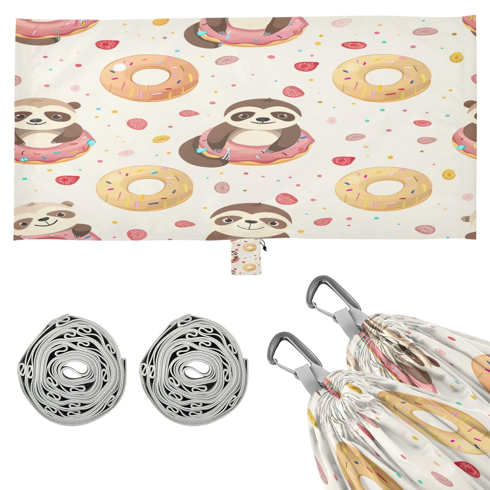 ATTX Cute Sloth Camping Hammock - Lightweight & Portable Hammocks, Heavy Duty 330lbs Capacity for Indoor, Hiking, Backpacking, Travel, Backyard, Beach#513