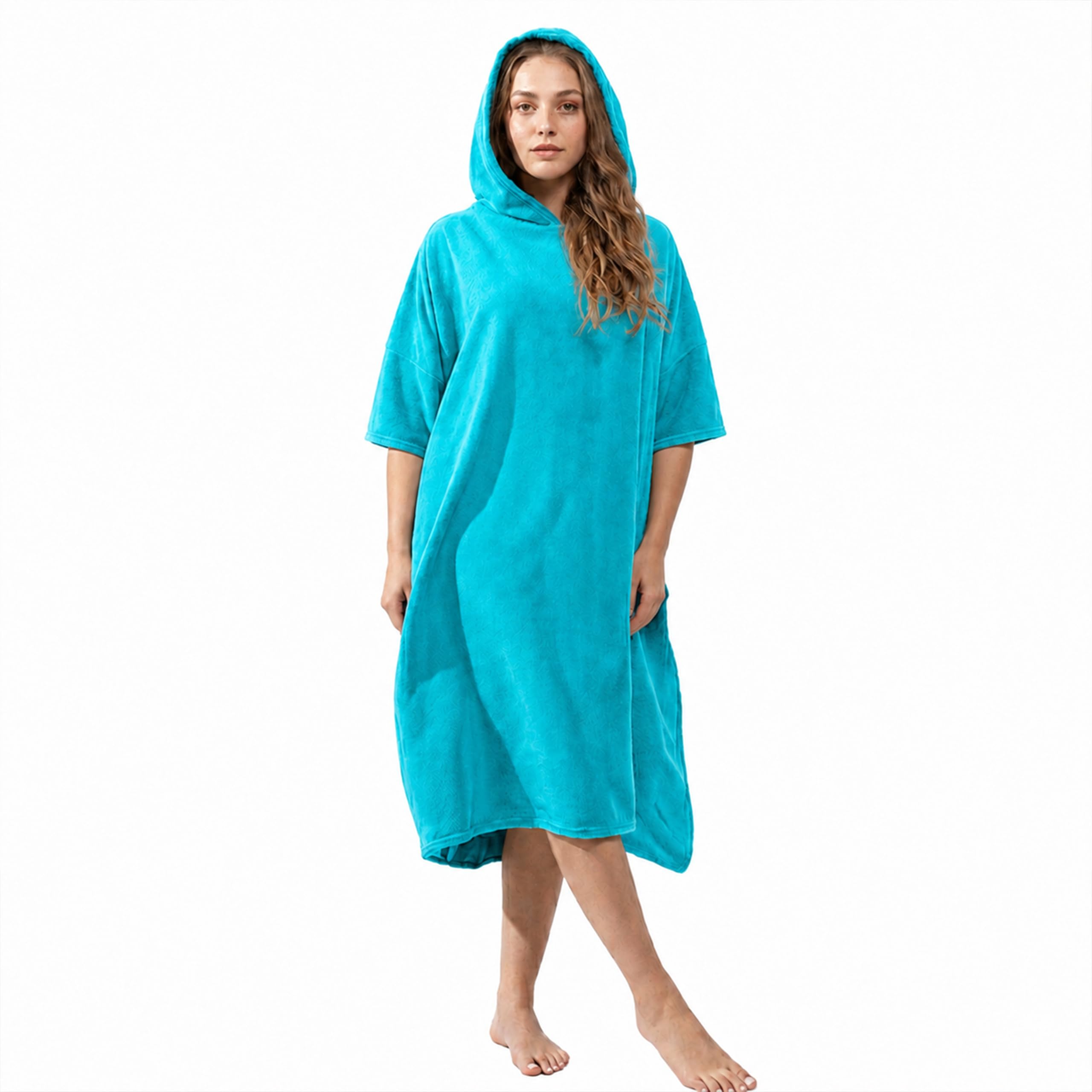 Olivia Rocco Womens Poncho Changing Robe for Swim Surf Beach Gym Towels Hooded Large Absorbent Quick Dry Microfibre Towel Robe, Turquoise