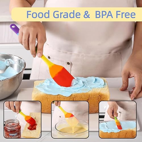 Miniatura 5 de Juego de 9 espátulas de silicona, antiadherentes y núcleo de acero inoxidable, sin BPA, utensilios de cocina aptos para lavavajillas para hornear,