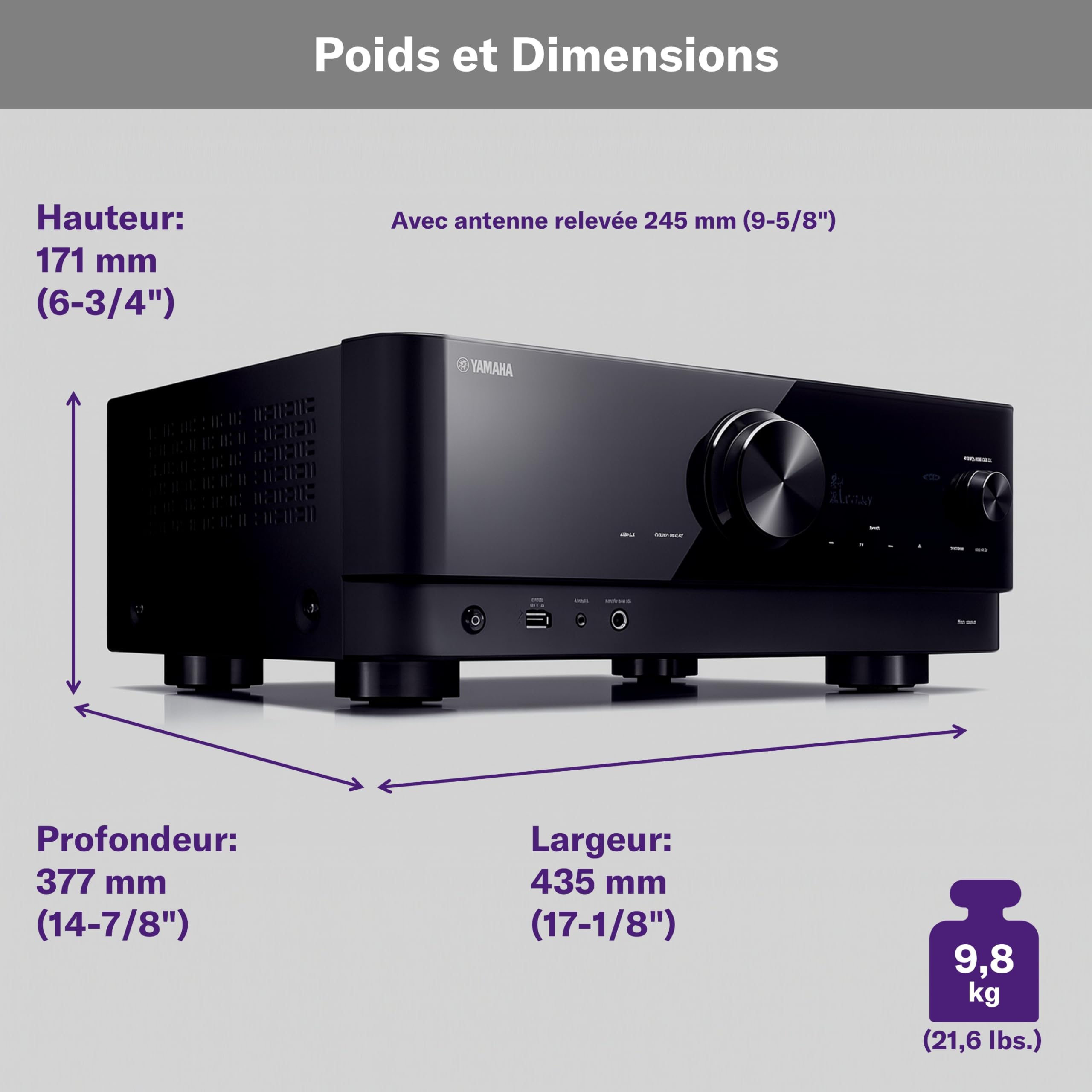Yamaha RX-V6A Amplificateur WiFi Dolby Atmos Height Virtualizer Home Cinéma 7.2