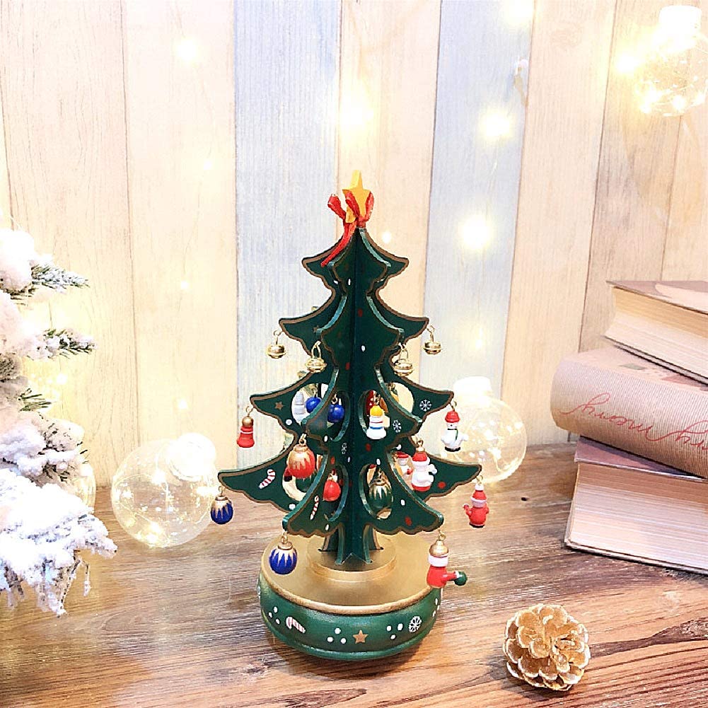 Amazon | 回転クリスマスツリー オルゴール 木製 クリスマスプレゼント