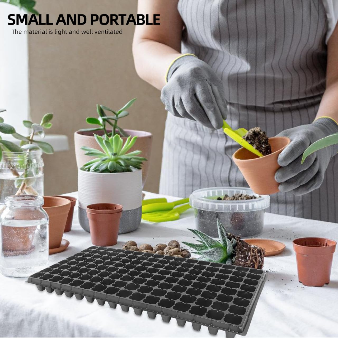 HEMOTON 10Pcs Plateau de Germination de Graines 128 Cellules Plateaux de Semis de Jardinage Plateau de Départ de Graines pour La Croissance des Graines à Partir de 80G