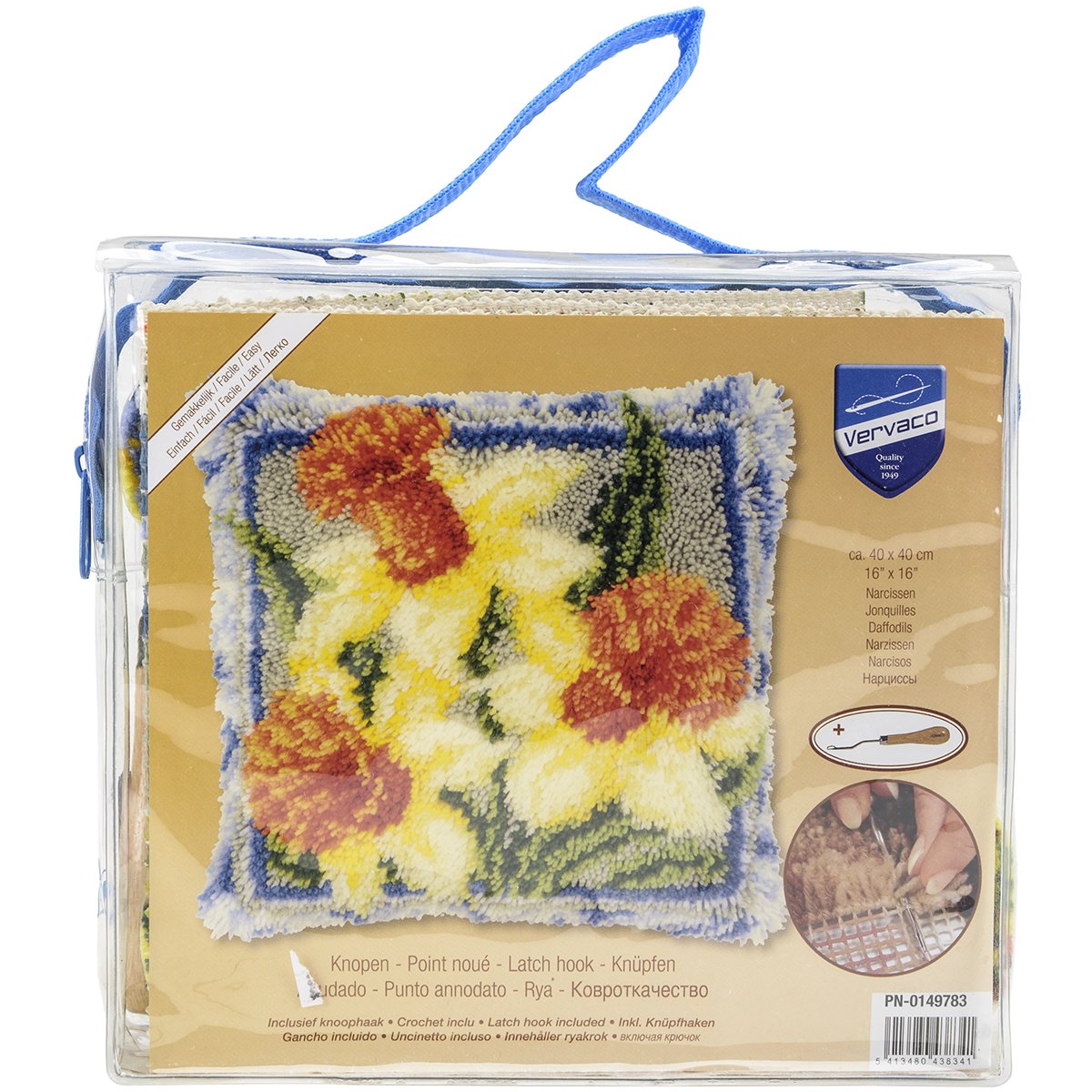 Vervaco Latch Hook Cushion: Daffodils, Multi-Colour