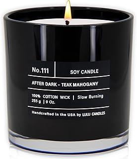 Lulu Candles | After Dark - Teak & Mahogany | Luxury Scented Soy Jar Candle | Hand Poured in The USA | Highly Scented Candles for Home Fragrance & Decor (9 Oz.)