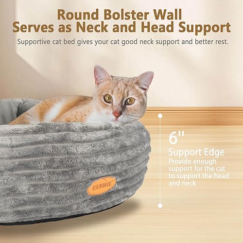 Miniatura 3 de Cama para gatos, cama para gatos de interior, cama de gato con forma de dona de 20 pulgadas para gatos y perros pequeños, cama redonda lavable para