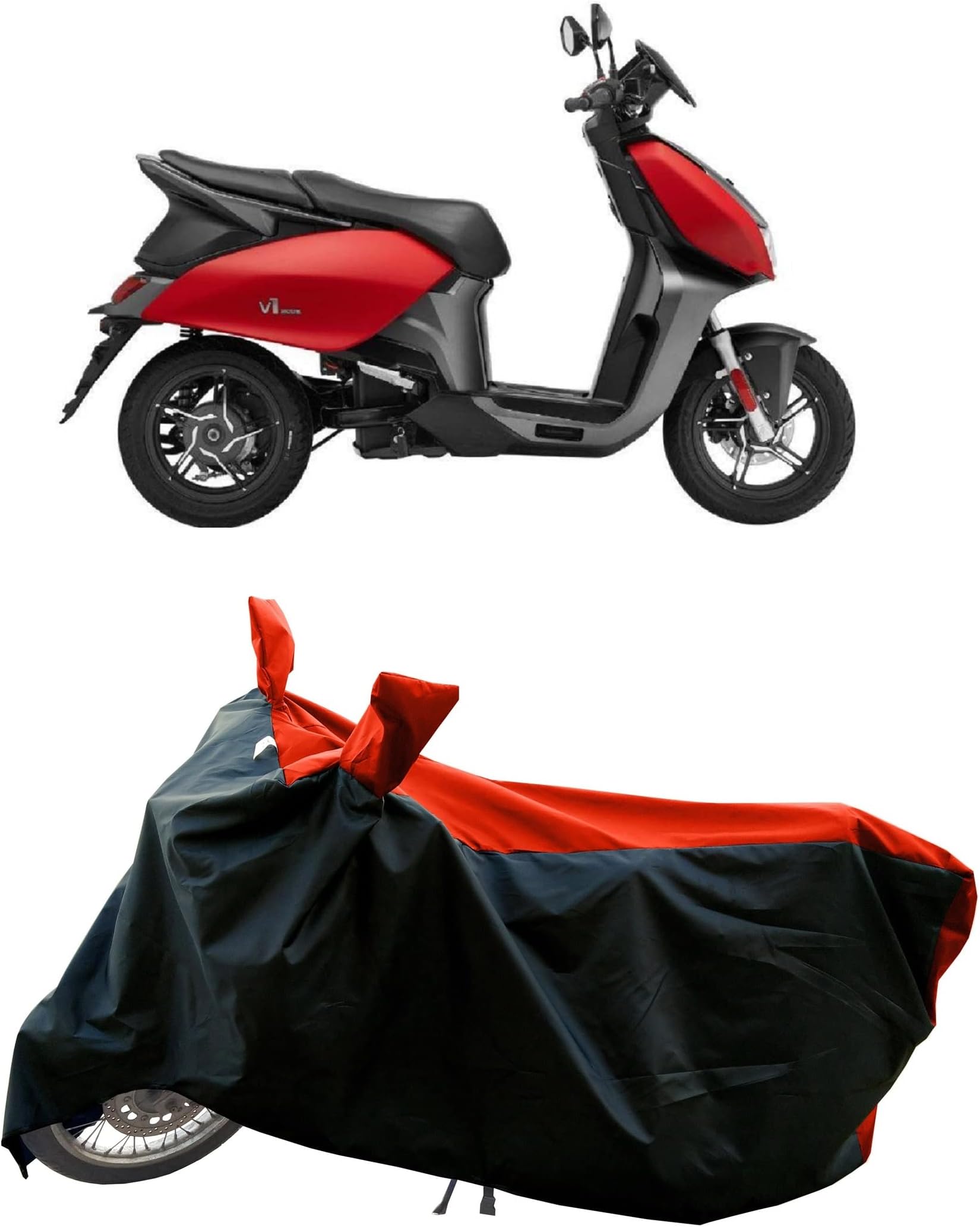 ROMEIZ - Two Wheeler - Motercycle - Bike Cover for Hero Vida V1 Pro SCOOTY Bike Cover with Water-Resistant and Dust Proof Premium 190T Fabric_Red Stripe