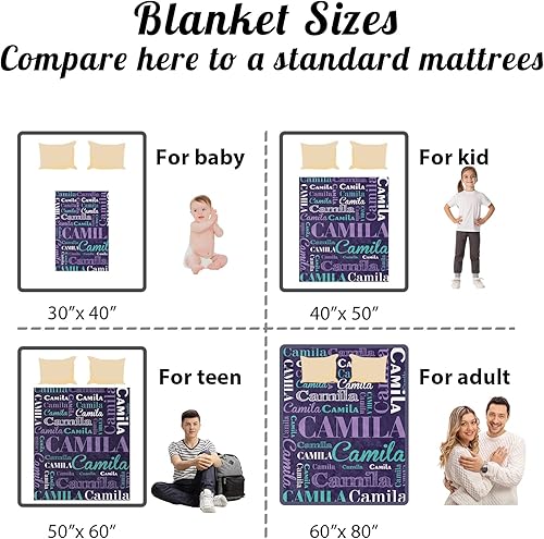 Miniatura 138 de Mantas personalizadas con nombre para niños, mantas de bebé personalizadas para niños y niñas, manta de nombre personalizada súper suave para niños