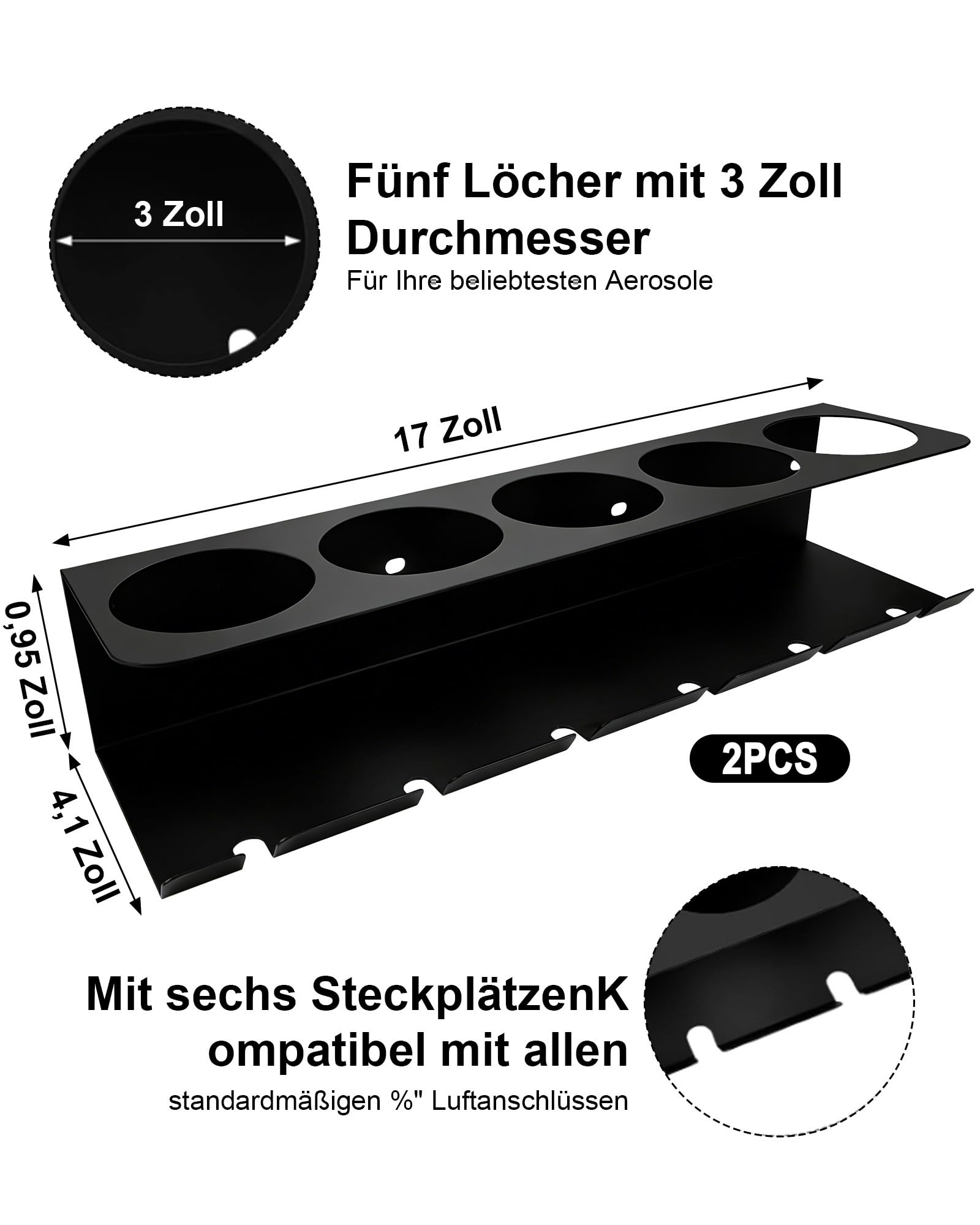 2 Stück Dosenhalter für Sprühflaschen: Spraydosenhalter mit 5 Löchern und 6 Dosenhalter Schlitzen Wandhalterung aus Metall mit Schrauben und Dübeln für Werkstatt Garage