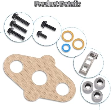 Turbocharger Mounting Kit with Gaskets O-Rings and Bolts 3C3Z9T514AD, 3C3Z9T514AG Compatible with 2003-2010 Ford 6.0L Powerstroke Diesel, Turbo Hardware Install Kits Replacement | W/ Gaskets O-Rings and Bolts Compatible with 2003-2010 Ford 6.0L Powerstroke Diesel, Turbo Hardware Install Kits Replacement