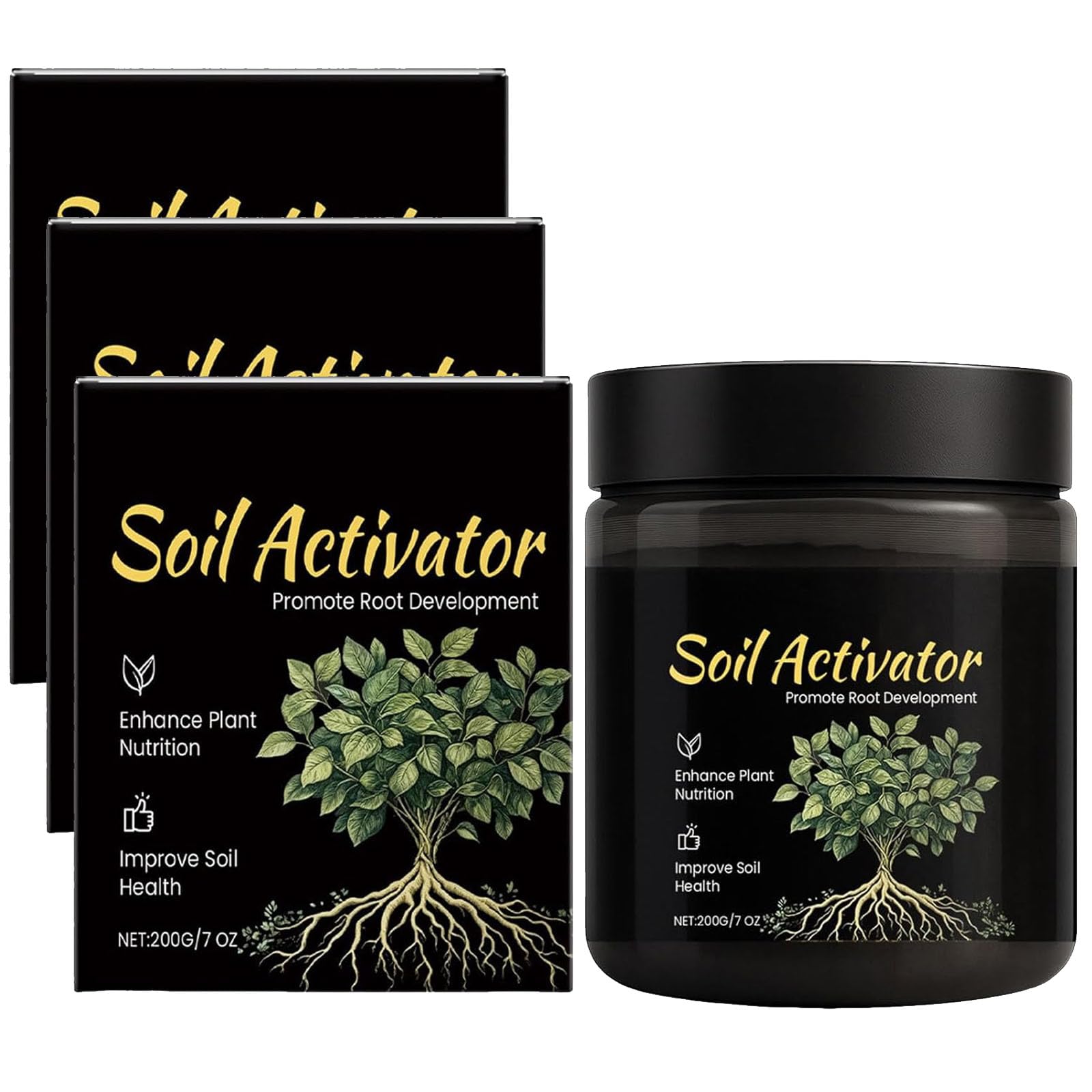 Activateur de sol, activateur de sol pour plantes, formule hydrosoluble, stimule le développement racinaire des légumes, des fleurs, des plantes de pelouse, amendement du sol (3pcs)