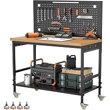 Work Benches for Grage, Easy to Assemble,Features Casters,2000LBS