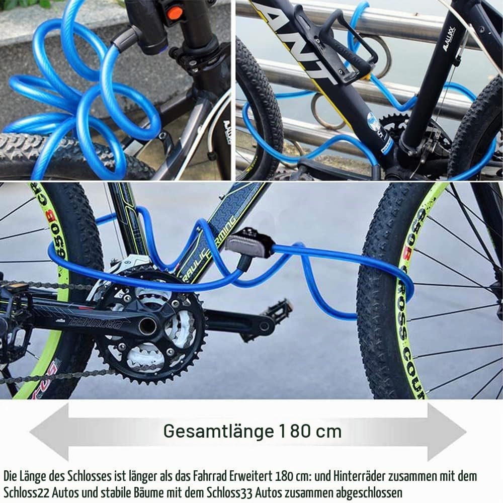 fahrradschloss aus stoff galileo - Sehr hohes Sicherheitslevel - Spiralschloss für Fahrrad, Roller, Fahrradschloss mit Schlüssel Farbe:Matt Dunkelgrün ❄️ Was gehört in Versandkostenfrei (WG3)