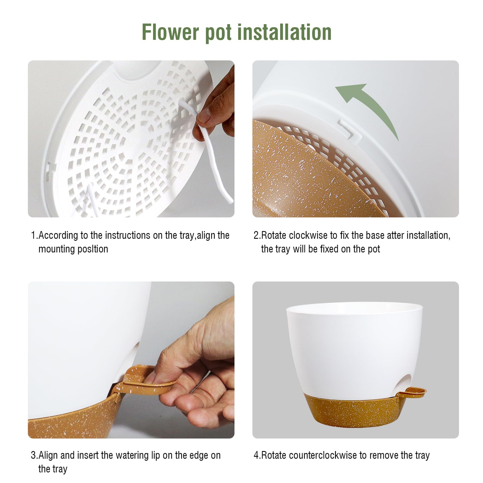 WSMKSZ Pots de fleurs en plastique à auto-irrigation avec trous de drainage en maille et réservoir profond pour plantes et fleurs de jardin d'intérieur et d'extérieur 30,5 cm