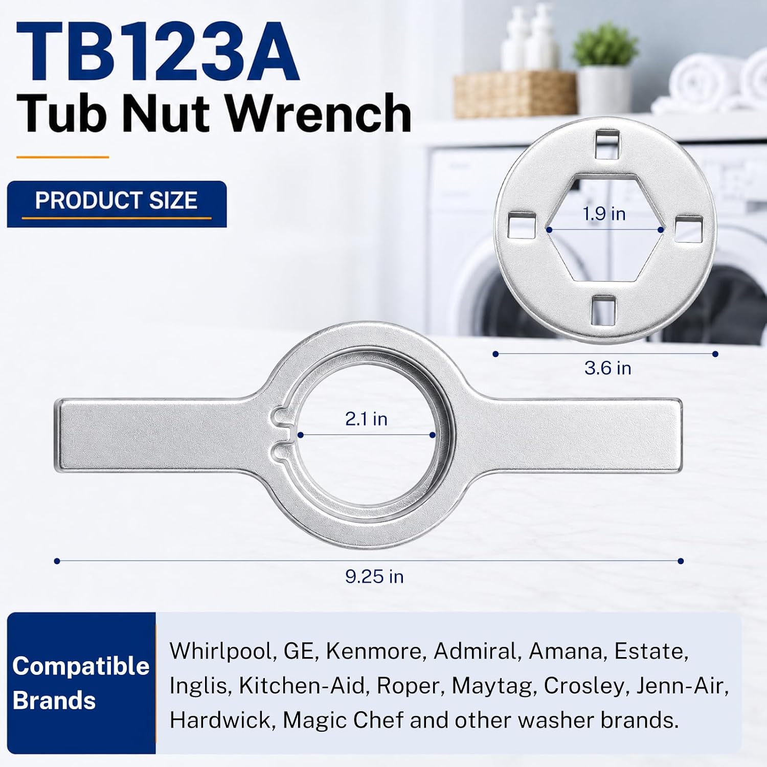 TB123A Tub Nut Wrench For Whirlpool GE Kenmore Admiral Amana Roper Maytag