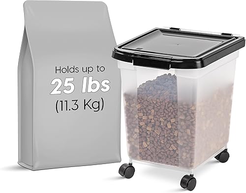 Miniatura 2 de IRIS USA - Contenedor hermético de almacenamiento de alimentos para mascotas WeatherPro de 50 libras  65 cuartos de galón con ruedas extraíbles