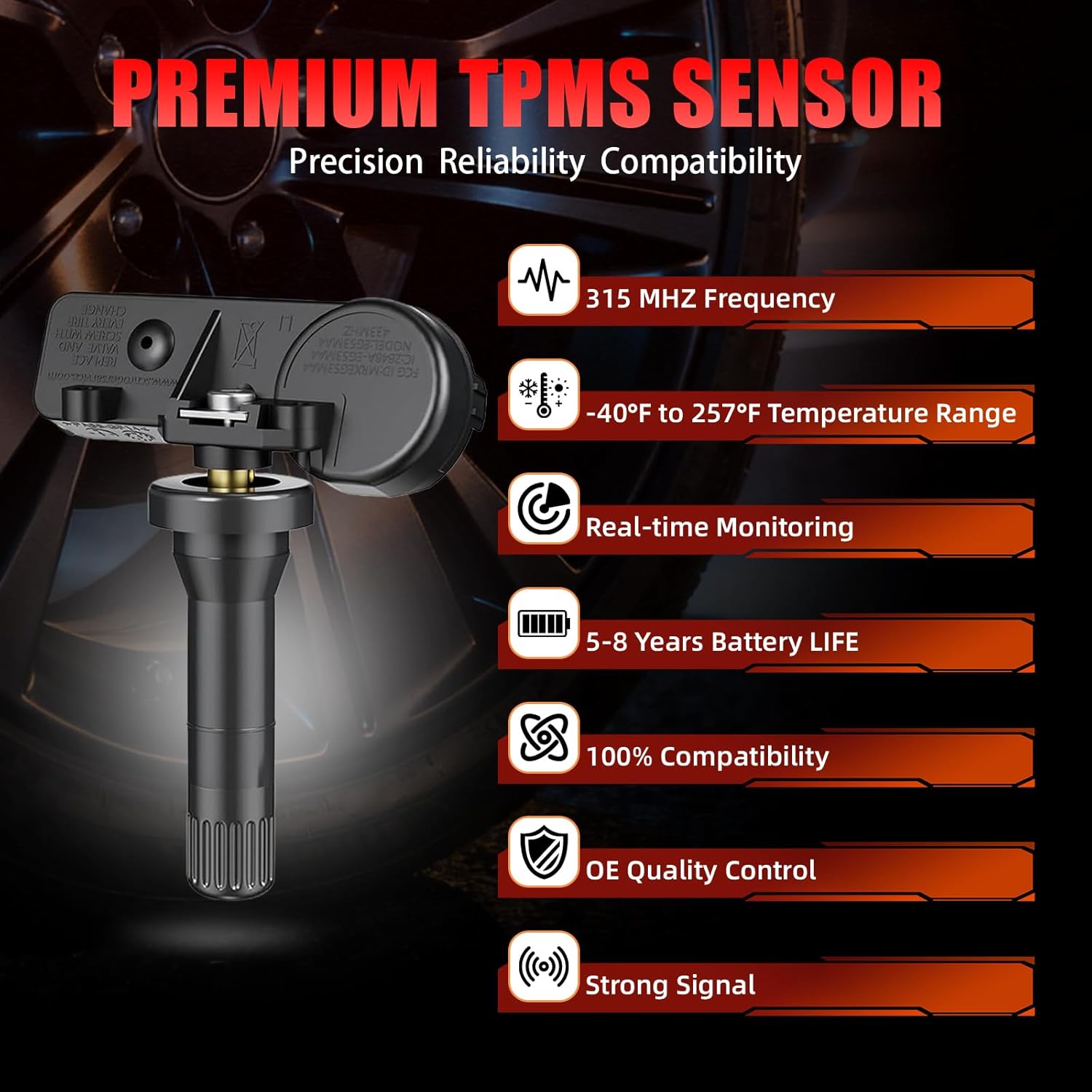 315Mhz Pre-Programmed TPMS,Compatible with Chevy Tahoe 2007-2020 | Colorado 2015-2022 | GMC Yukon 2007-2020 | Canyon 2013-2022, OE#13598771/13586335(Set of 4)