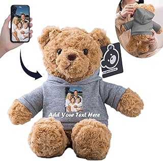 Personalized Teddy Bear Stuffed Animal, Stuffed Bear Plush Toys with Customized Text+Image as Personalized Gifts for Girlf...