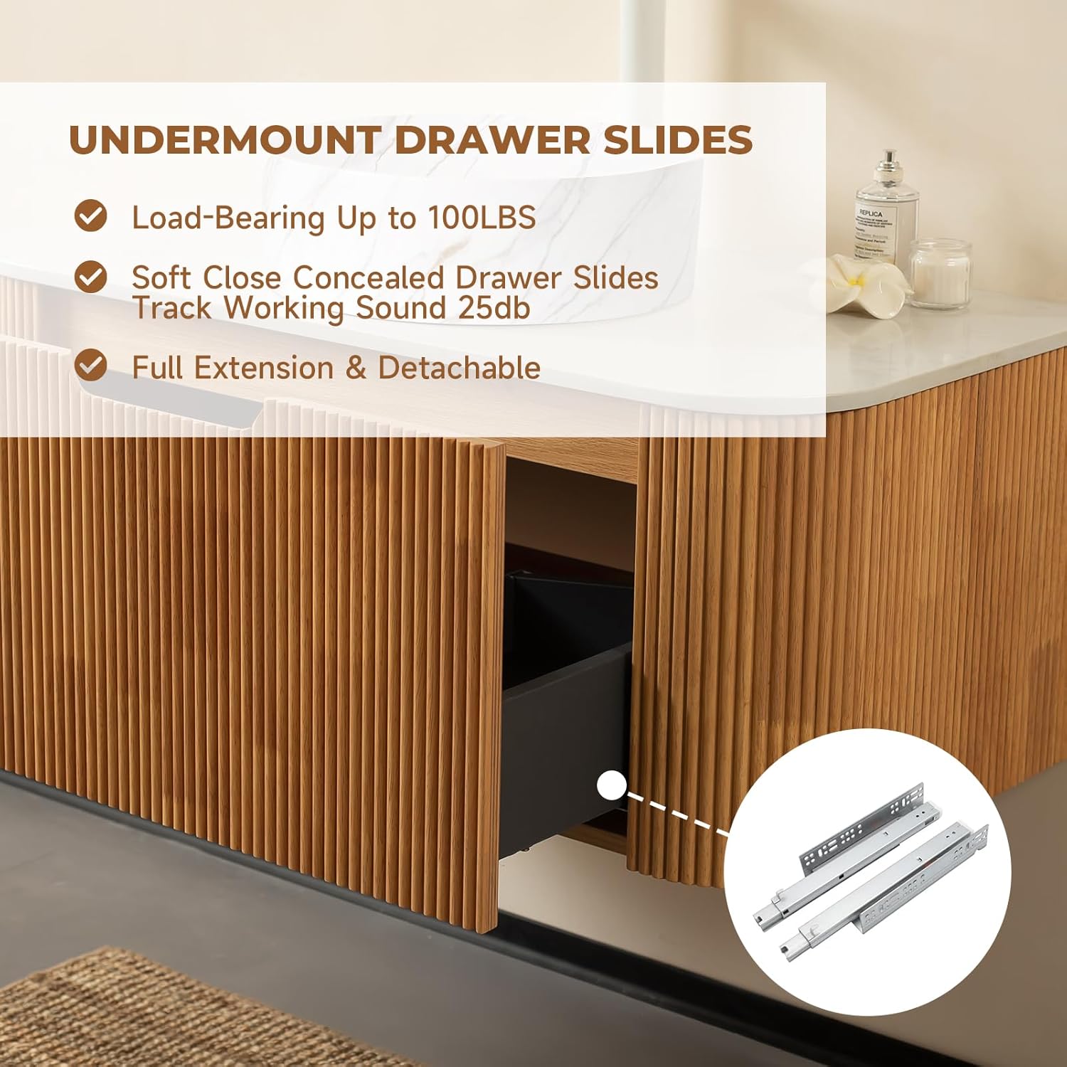 LKTART 30 Inch Floating Bathroom Vanity with Sink, Modern Wall Mounted Bathroom Storage Cabinet with Drawer, Stone Pattern Round White Ceramic Sink Top and Marble Texture Top, Natural Wood