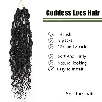 LMZIM 14 inch Goddess Locs Crochet Hair 8 Packs Faux Locs Crochet Braids for Black Women Bohemian Locs Crochet Hair Pre Looped #2