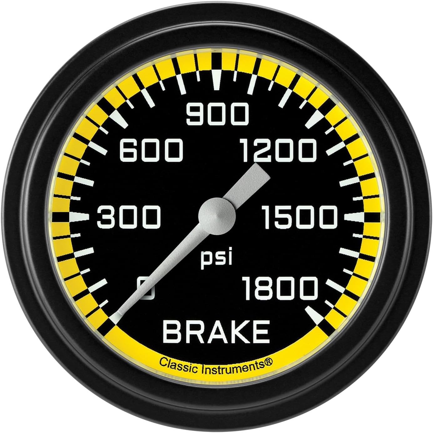 Classic Instruments AX367YBLF AutoCross Yellow 2-5/8" Brake Pressure Gauge