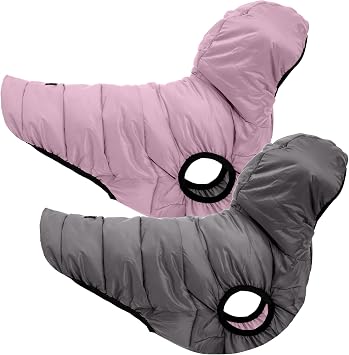Pawtitas Reversible Windproof Jacket | Water Resistant | Dog Coat for Winter - Purple & Grey Vest for Medium Dogs - Pouch Included