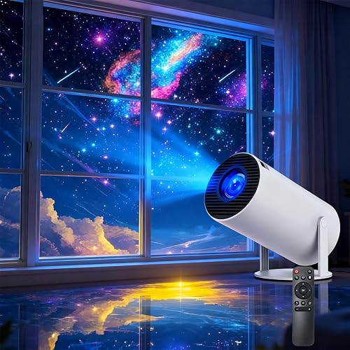 Mini proyector inteligente de 210 con pantalla extragrande, proyector de escena de ventana con WiFi y Bluetooth, aplicaciones y altavoz integrados,