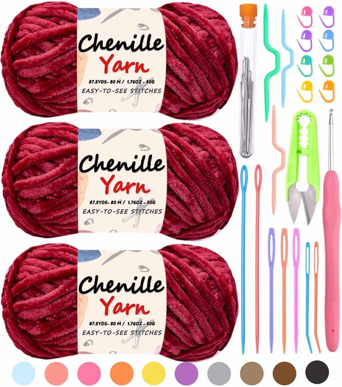 3x100g Chenille Blanket Velvet Thick Yarn, Yarn for