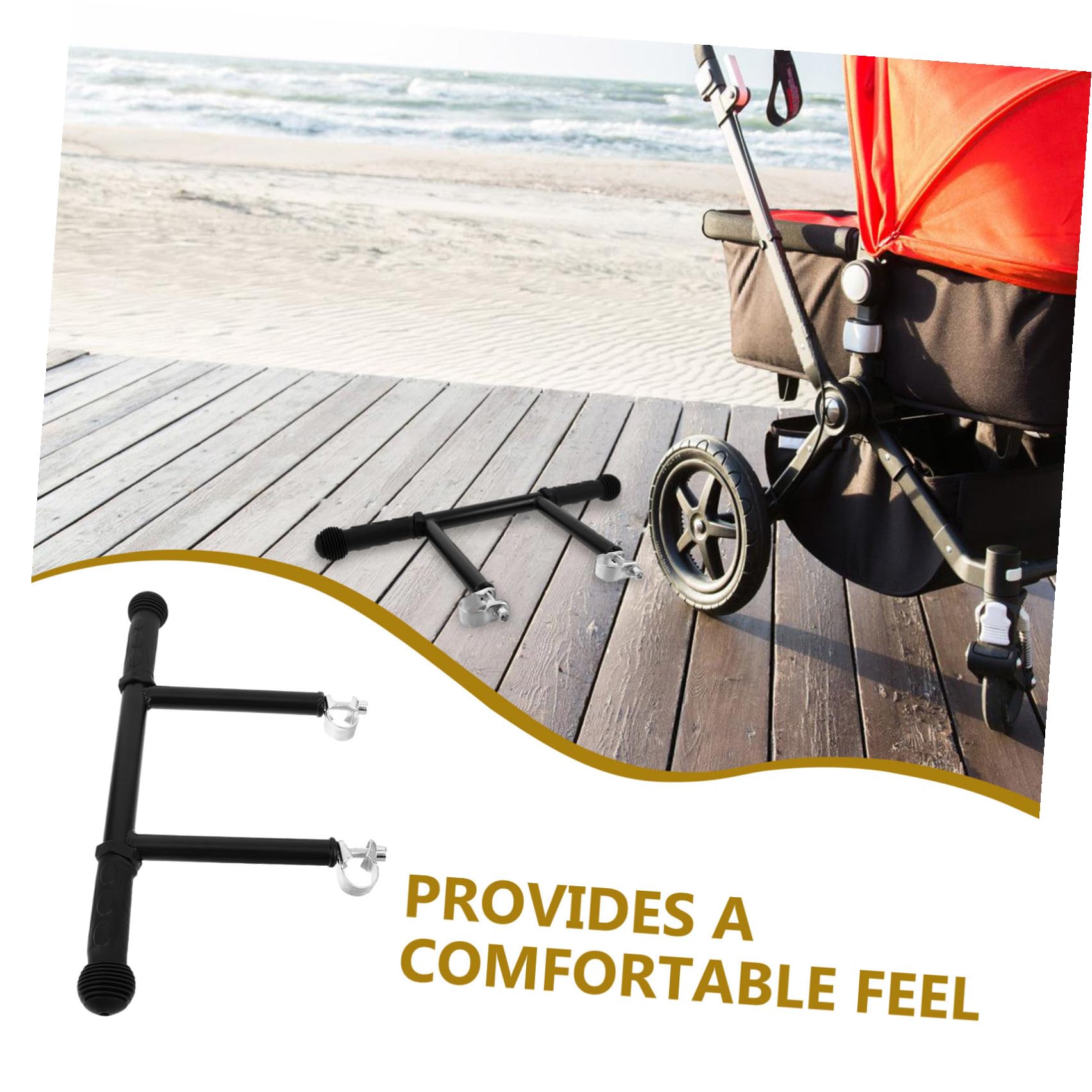 Extensor Negro Cochecito Ajustable Manillar de Desmontable