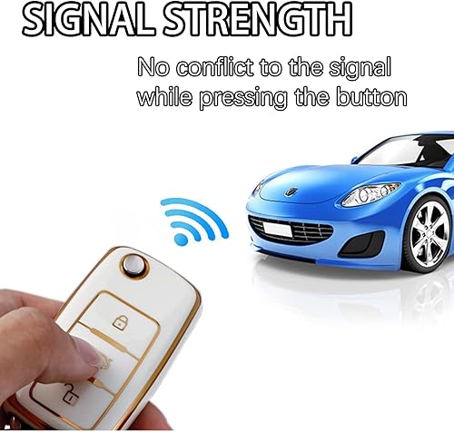 Miniatura 4 de WORCAS Cubierta de llave de TPU suave de 360 grados compatible con VW Jetta Golf Polo MK8 Passat Beetle cubierta de llave, Botón Tpu-3 (blanco)