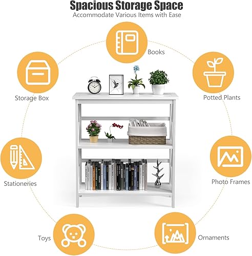 Miniatura 6 de Tangkula Estantería y estantería de 3 niveles, estantería abierta de madera, estantería Etagere de diseño X para el hogar, sala de estar, oficina,