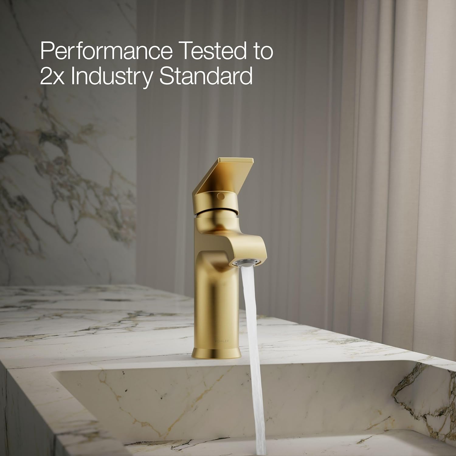 Kohler 97060-4-2MB Hint® Single-Handle Bathroom Sink Faucet, 1.2 gpm, Vibrant Brushed Moderne Brass