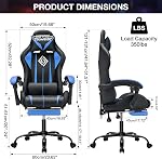 HOFFREE Chaise de jeu avec LED RGB Lumières et massage repose-pieds Chaise d'ordinateur avec repose-tête Ergonomic High Back Chaise de jeu vidéo avec support Lombaire réglable Linkage accoudoir bleu et noir