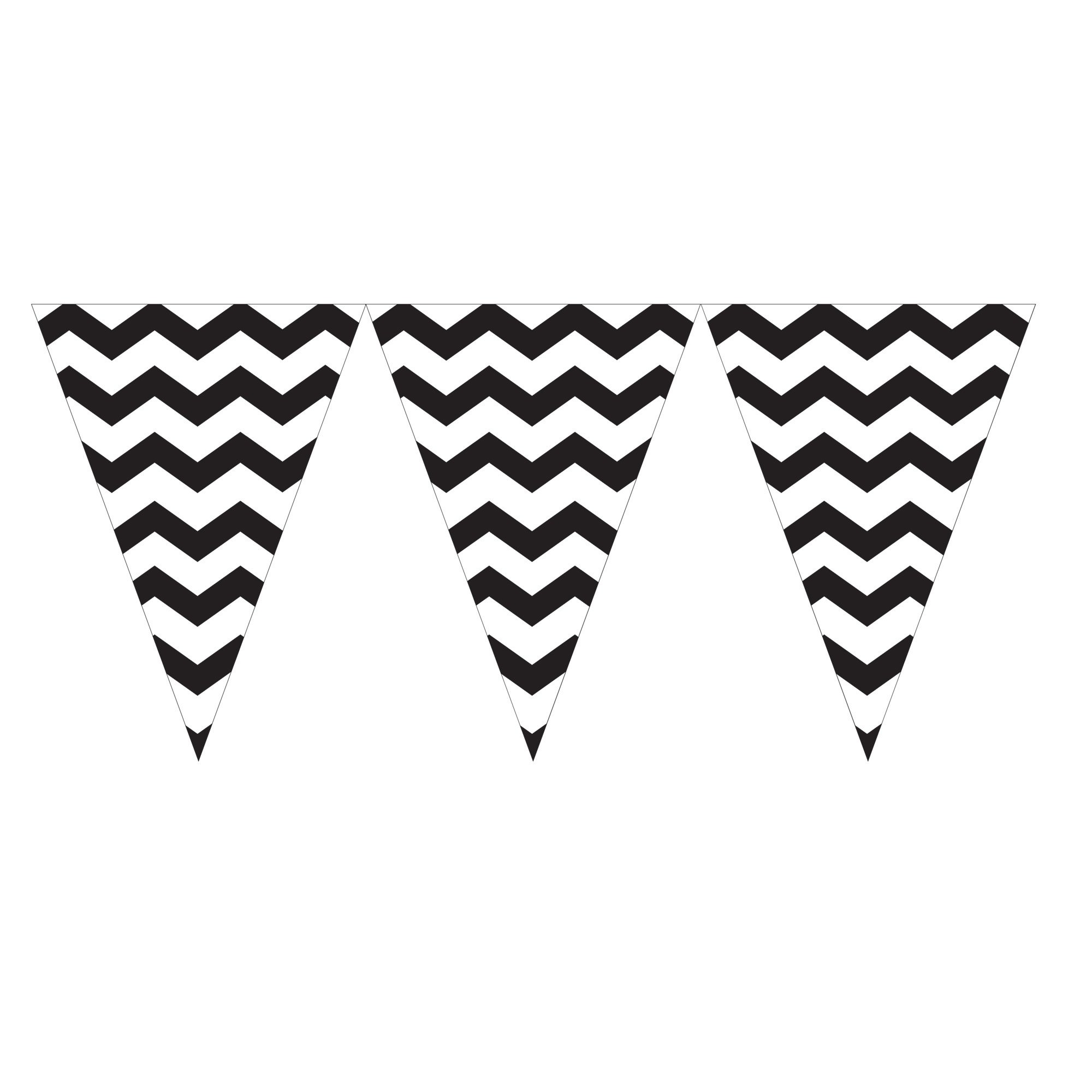 9ft Velvet Black White Chevron Zigzag Pennant Party Flag Banner Bunting Decoration