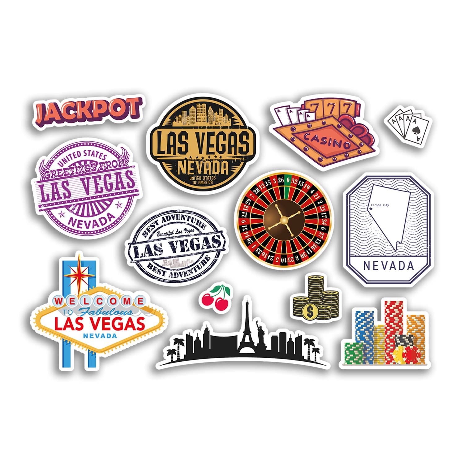 Dv Design Multi A5 Sticker Sheet Las Vegas Vinyl Stickers - City Nevada Casino America Usa Holiday Travel #78495